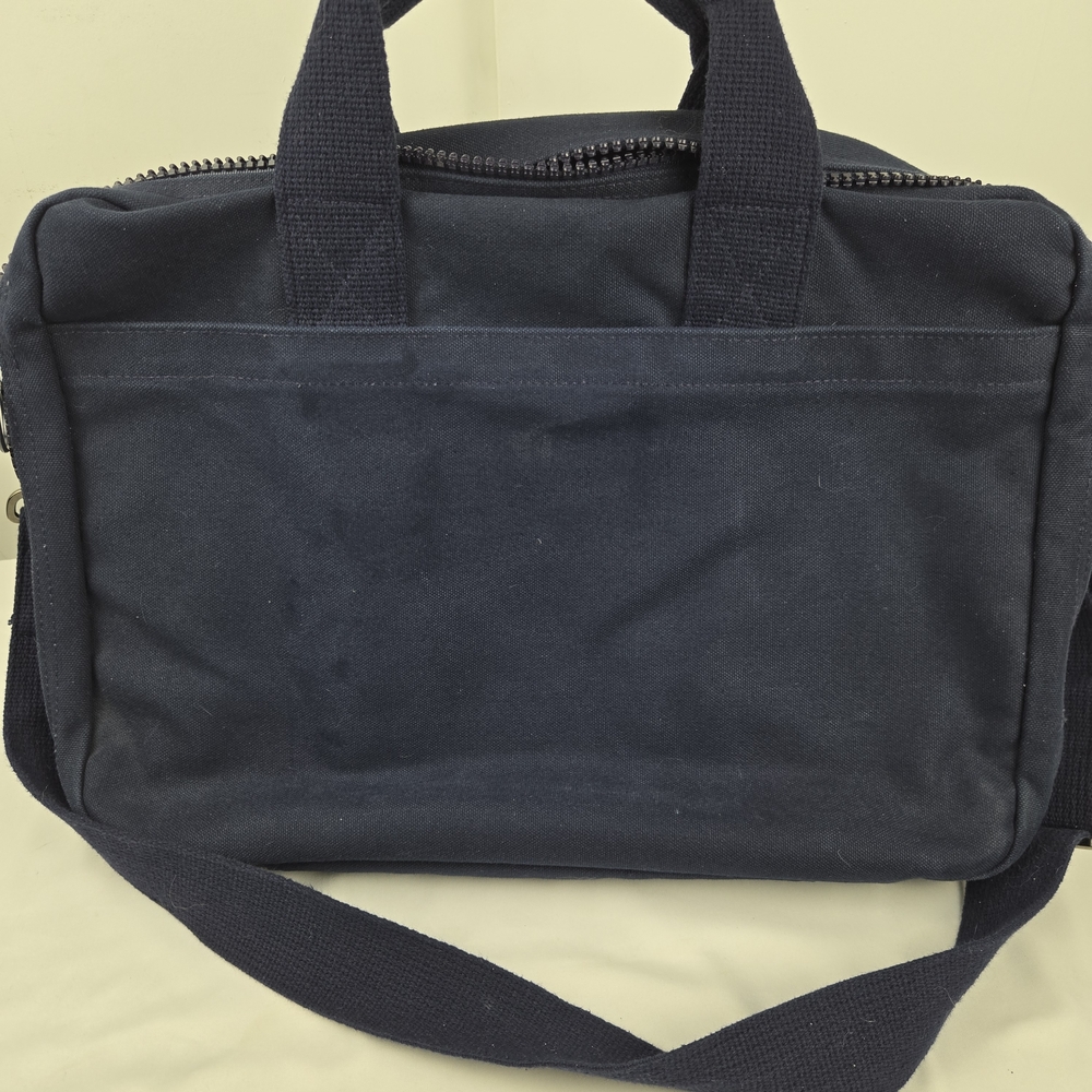 90s Vintage Blue Lands End Messenger cross body Bag With Strap - Picture 6 of 11